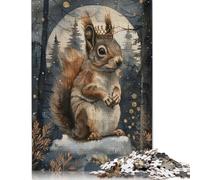 500 Pieces Jigsaw Puzzles for Adults Whimsical Squirrel Artwork Square Wooden Puzzles Unique Piece Puzzle Educational Fun Games Toys 500pcs (52x38cm)