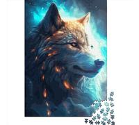 500 Pieces Jigsaw Puzzles for Adults White Wolf Square Wooden Puzzles Unique Piece Puzzle Educational Fun Games Toys 500pcs (52x38cm)