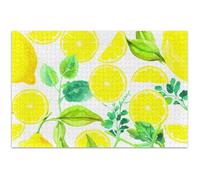 500 Pieces Jigsaw Puzzles for Adults Yellow Watercolor Lemons White Elephant Party Gifts Unique Jigsaw Puzzle Cartoon Animal, 20.5x14.9 Inch