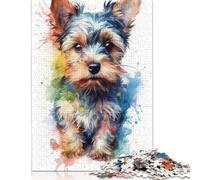 500 Pieces Jigsaw Puzzles for Adults 'Yorkshire Terrier Puppy Square Jigsaw Puzzles, for Adults And Teenager, Wooden Puzzles Home Art Decor 500pcs (52x38cm)
