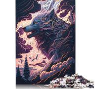 500 Pieces Jigsaw Puzzles for Fantasy Wolf Wooden Jigsaw Puzzle Education Puzzle Toys Family Games Christmas And Birthday Gifts 500pcs (52x38cm)