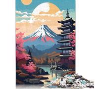 500 Pieces Jigsaw Puzzles for Mount Fuji, Japan Wooden Jigsaw Puzzle Education Puzzle Toys Family Games Christmas And Birthday Gifts 500pcs (52x38cm)