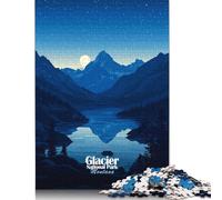 500 Pieces Jigsaw Puzzles Glacier National Park Night Creative Square Jigsaw Puzzles for Adults And Wooden Puzzles Challenging Game 500pcs (52x38cm)