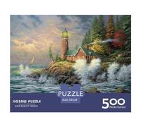 500 Pieces Jigsaw Puzzles Lighthouse Art Creative Square Jigsaw Puzzles for Adults And Wooden Puzzles Challenging Game 500pcs (52x38cm)
