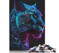 500 Pieces Jigsaw Puzzles Neon Puma Jigsaw Puzzles for Adults Woodenboard Puzzles Challenging Game Puzzles 500pcs (52x38cm)