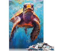 500 Pieces Jigsaw Puzzles Palette Turtle Painting Creative Square Jigsaw Puzzles for Adults And Wooden Puzzles Challenging Game 500pcs (52x38cm)