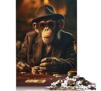 500 Pieces Jigsaw Puzzles Primate Poker Creative Square Jigsaw Puzzles for Adults And Wooden Puzzles Challenging Game 500pcs (52x38cm)