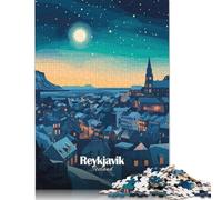 500 Pieces Jigsaw Puzzles Reykjavik Night Cityscape Puzzle for Adults Wooden Puzzles Interesting Stress Reduction Jigsaw Puzzles for Family & Friends Gifts 500pcs (52x38cm)