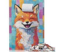 500 Pieces Jigsaw Puzzles Smiling Fox with Toilet Wooden Puzzle for Adults Wooden Puzzles Interesting Stress Reduction Jigsaw Puzzles for Family & Friends Gifts 500pcs (52x38cm)