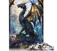 500 Pieces Jigsaw Puzzles Tranquil Stained Dragon Puzzle for Adults Wooden Puzzles Interesting Stress Reduction Jigsaw Puzzles for Family & Friends Gifts 500pcs (52x38cm)