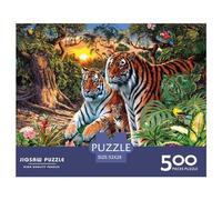500 Pieces Jigsaw Puzzles Two Tigers Creative Square Jigsaw Puzzles for Adults And Wooden Puzzles Challenging Game 500pcs (52x38cm)