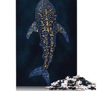 500 Pieces Jigsaw Puzzles Whale Shark Gold Creative Square Jigsaw Puzzles for Adults And Wooden Puzzles Challenging Game 500pcs (52x38cm)