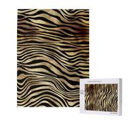 500 Pieces Jigsaw Puzzles Wooden Jigsaw Toy Family Game for Adults Teens,African Black Gold Zebra Animal Skin Sepia