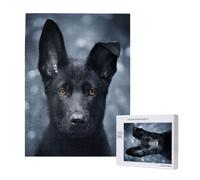 500 Pieces Jigsaw Puzzles Wooden Jigsaw Toy Family Game for Adults Teens,Black German Shepherd Puppy German Shepherd