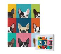500 Pieces Jigsaw Puzzles Wooden Jigsaw Toy Family Game for Adults Teens,Colorful Boston Terrier Print