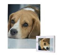 500 Pieces Jigsaw Puzzles Wooden Jigsaw Toy Family Game for Adults Teens,Cute Beagle Dog Lies On Floor