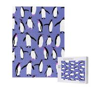 500 Pieces Jigsaw Puzzles Wooden Jigsaw Toy Family Game for Adults Teens,Cute Penguin Purple