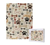 500 Pieces Jigsaw Puzzles Wooden Jigsaw Toy Family Game for Adults Teens,Dog Paws And Bones