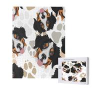500 Pieces Jigsaw Puzzles Wooden Jigsaw Toy Family Game for Adults Teens,Dog Paws Bernese Mountain Dog