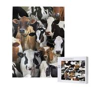 500 Pieces Jigsaw Puzzles Wooden Jigsaw Toy Family Game for Adults Teens,Farm Animals Dairy Cows Cow