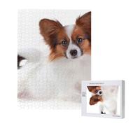 500 Pieces Jigsaw Puzzles Wooden Jigsaw Toy Family Game for Adults Teens,Fluffy Papillon Dog