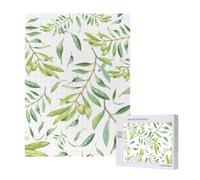500 Pieces Jigsaw Puzzles Wooden Jigsaw Toy Family Game for Adults Teens,Green Watercolor Olive Branch Pattern