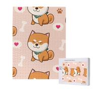 500 Pieces Jigsaw Puzzles Wooden Jigsaw Toy Family Game for Adults Teens,Kawaii Cute Shiba Inu