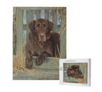 500 Pieces Jigsaw Puzzles Wooden Jigsaw Toy Family Game for Adults Teens,Labrador Dog Lab Chocolate