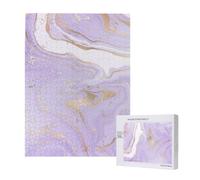 500 Pieces Jigsaw Puzzles Wooden Jigsaw Toy Family Game for Adults Teens,Lavender Purple Marble Golden Line