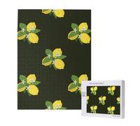 500 Pieces Jigsaw Puzzles Wooden Jigsaw Toy Family Game for Adults Teens,Lemon With Branch And Lilies Bouquet Black