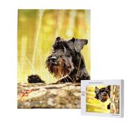 500 Pieces Jigsaw Puzzles Wooden Jigsaw Toy Family Game for Adults Teens,Miniature Schnauzer Pets Black Dogs