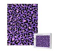 500 Pieces Jigsaw Puzzles Wooden Jigsaw Toy Family Game for Adults Teens,Neon Purple Pink Leopard Animals Print