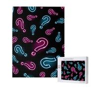 500 Pieces Jigsaw Puzzles Wooden Jigsaw Toy Family Game for Adults Teens,Neon Question Mark Seamless