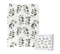 500 Pieces Jigsaw Puzzles Wooden Jigsaw Toy Family Game for Adults Teens,Olive Branch Watercolor Style Nature