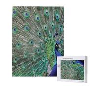500 Pieces Jigsaw Puzzles Wooden Jigsaw Toy Family Game for Adults Teens,Peacock Displaying Feathers Open Wings