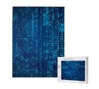 500 Pieces Jigsaw Puzzles Wooden Jigsaw Toy Family Game for Adults Teens,Programmer Blue Binary Code