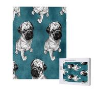 500 Pieces Jigsaw Puzzles Wooden Jigsaw Toy Family Game for Adults Teens,Pug Dark Teal