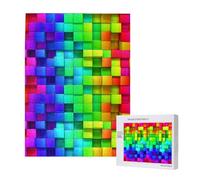 500 Pieces Jigsaw Puzzles Wooden Jigsaw Toy Family Game for Adults Teens,Rainbow Color Plaid