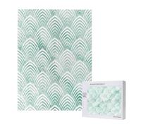 500 Pieces Jigsaw Puzzles Wooden Jigsaw Toy Family Game for Adults Teens,Scales Aqua Mint White Geometry Marble