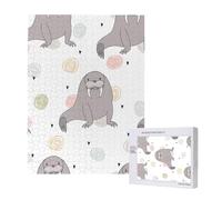 500 Pieces Jigsaw Puzzles Wooden Jigsaw Toy Family Game for Adults Teens,Seal And Walrus Pattern
