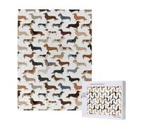 500 Pieces Jigsaw Puzzles Wooden Jigsaw Toy Family Game for Adults Teens,Smooth Wire Haired Long Haired Dachshunds Dogs Pets