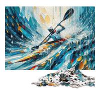 500 Pieces Kayaking Through Waves Puzzles Wooden Puzzle for Adults And Teenager Puzzling for Gift 500pcs (52x38cm)