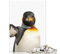 500 Pieces King Penguin Selfie Puzzle for Adults Wooden Puzzles for Adults Puzzles Secret Santa Gifts 500pcs (52x38cm)