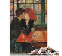 500 Pieces Kiss of Lovers Creative Square Wooden Jigsaw Puzzles for Adults Educational Game Challenge Toy 500pcs (52x38cm)