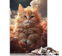 500 Pieces Kitten On Fluffy Clouds Jigsaw Puzzles for Adults Wooden Puzzles for Adults & Teenager Family Activity Jigsaw Puzzles 500pcs (52x38cm)