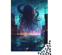 500 Pieces Kraken Rising Creative Square Wooden Jigsaw Puzzles for Adults Educational Game Challenge Toy 500pcs (52x38cm)