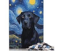 500 Pieces Labrador Starry Night Creative Square Jigsaw Puzzles for Adults & Wooden Puzzles Challenging Game 500pcs (52x38cm)