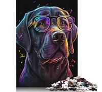 500 Pieces Labrador Wearing Glasses Puzzle Jigsaw Difficulty Puzzle Jigsaw Educational Game Toy 500pcs (52x38cm)