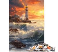 500 Pieces Lighthouse in The Surf Jigsaw Puzzle Difficulty Puzzle Education Games Toys 500pcs (52x38cm)