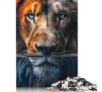 500 Pieces Lion Diving in Water Jigsaw Wooden Puzzle Jigsaws for Adults Family Entertainment Toys 500pcs (52x38cm)